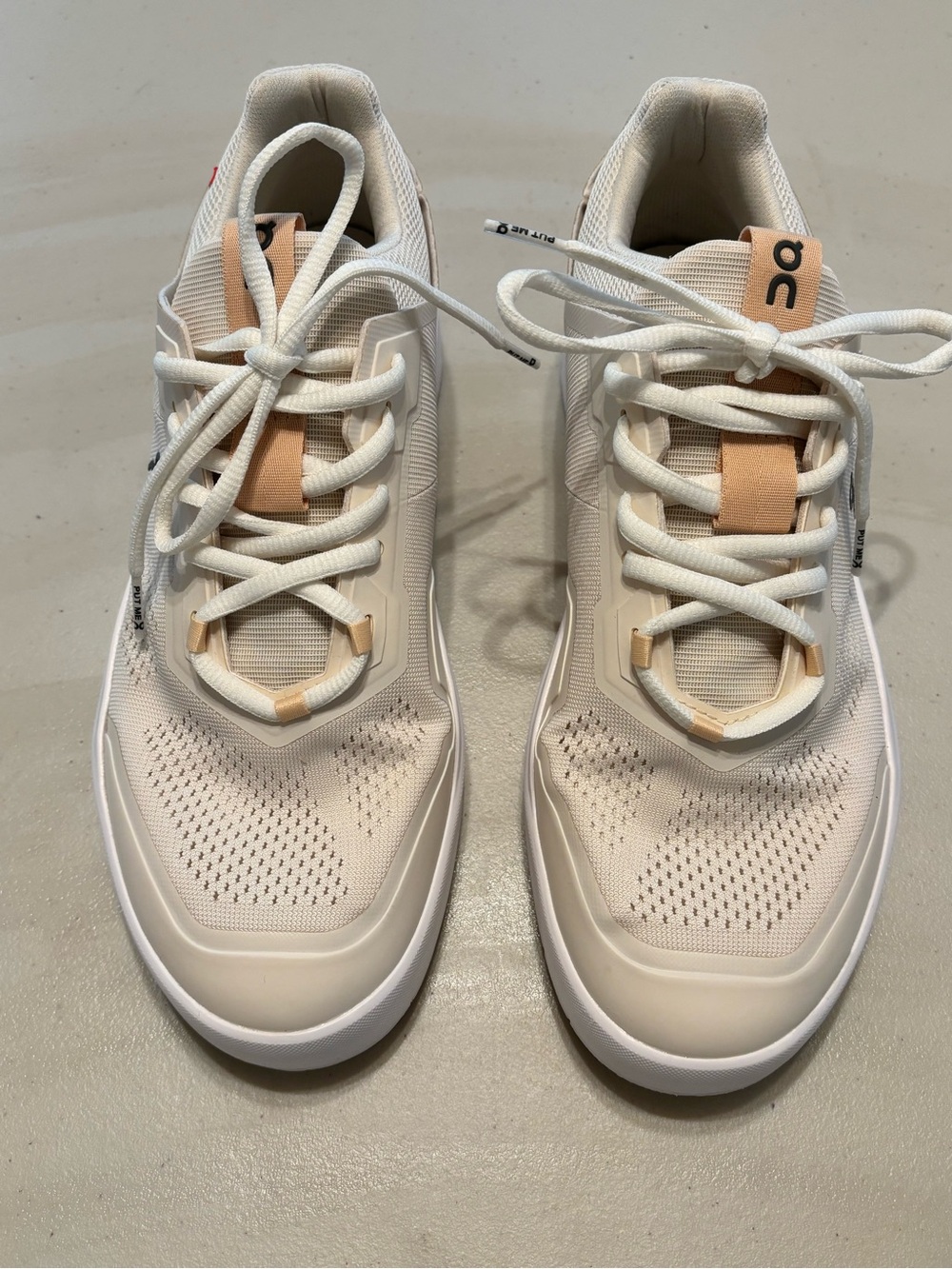 On Running Women's Cream and Peach Lace-Up Sneakers 10.5